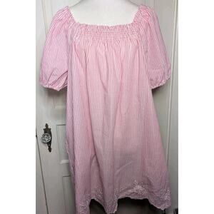 Umgee Eyelet Crochet Lace Tunic Dress Boho Baby Pink Easter Women's M (942)